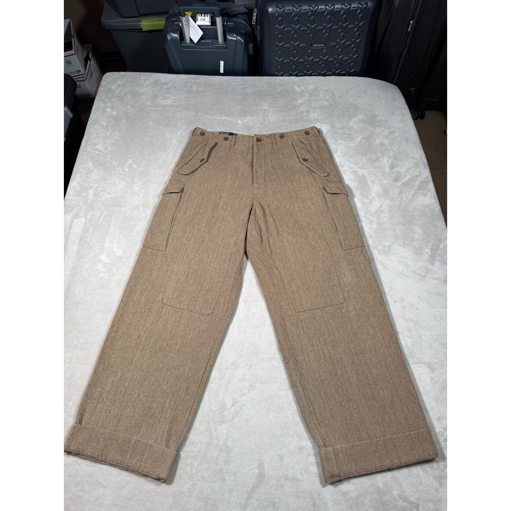 Vintage Polo Ralph Lauren Cargo Pants Military Paratrooper Mens 34x33 Button Fy